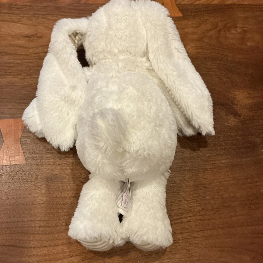 Munequitas Plush White Bunny Rabbit Tan Striped Ears Cherish Friends Lovey 12